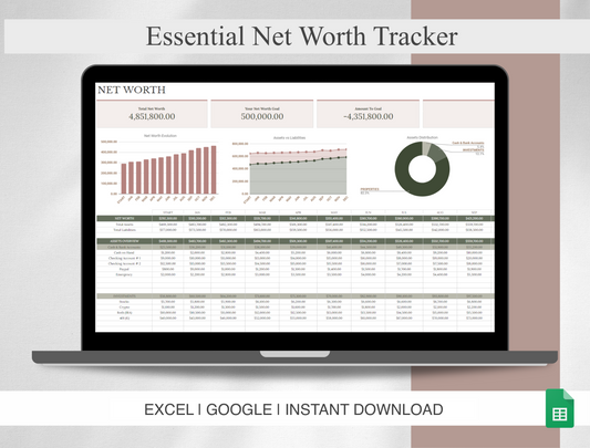 Wealth Essentials Budget Planner with Net Worth Tracker